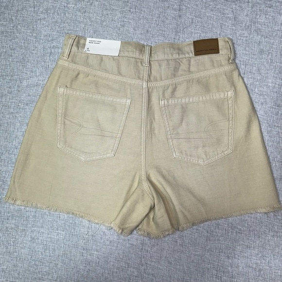 American Eagle Highest Rise Mom Shorts Khaki Frayed Distressed Casual 6 NWT - Picture 12 of 13